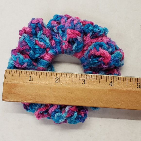 Woman's Handmade Crochet 2 Scrunchies and Flower Headband Bubblegum Multicolor - Picture 11 of 12